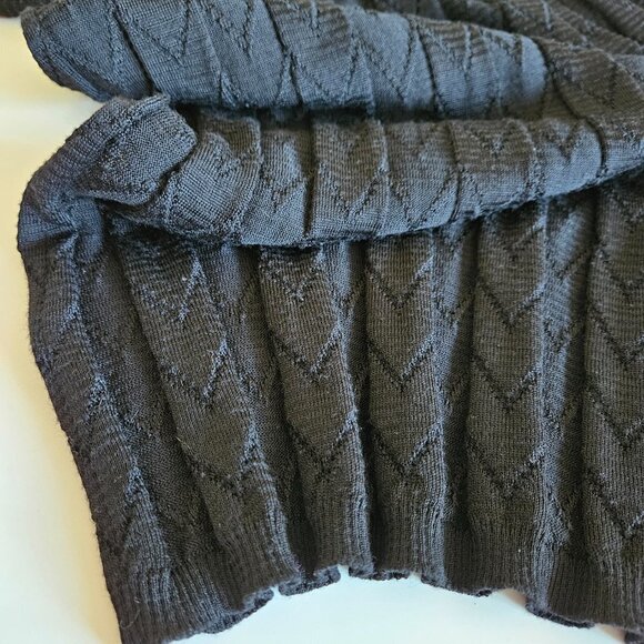 M Missoni Wool Blend Dress 40/S Black Signature Pattern LS V Neck Bar Clasp Midi - Picture 14 of 16